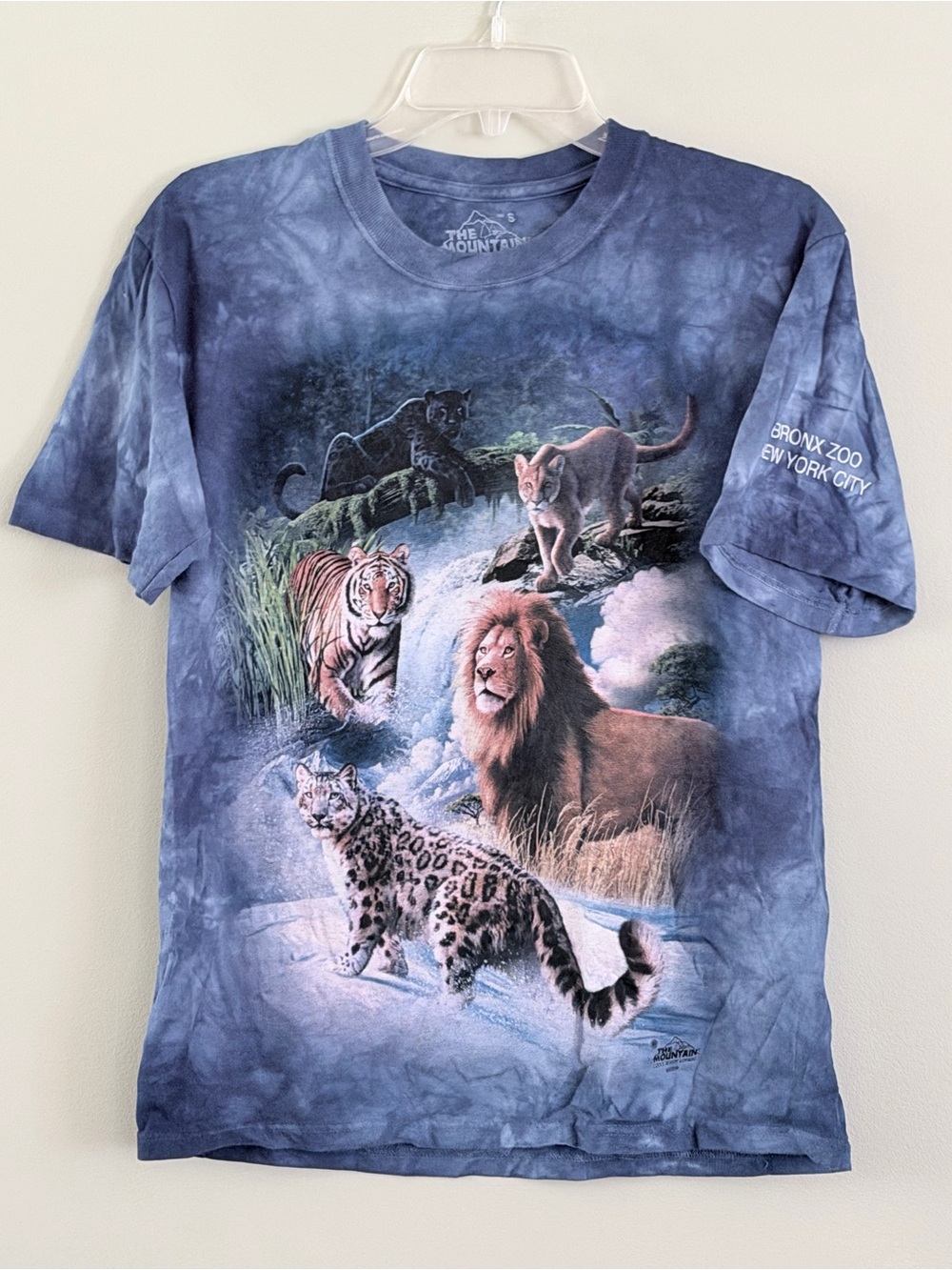 The Mountain Bronx Zoo Big Cats Graphic Tie Dye T-Shirt Size Small Blue Wildlife - Picture 2 of 5
